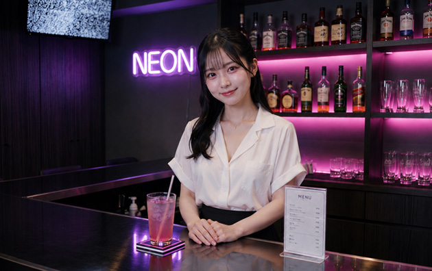 店内で座る女性キャスト